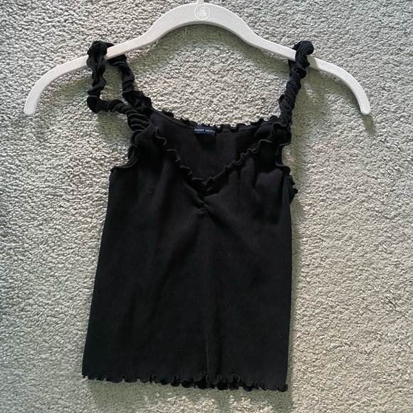 Brandy Melville Black Ruffle tank top - Picture 1 of 1